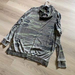 Cowl neck camo sweater